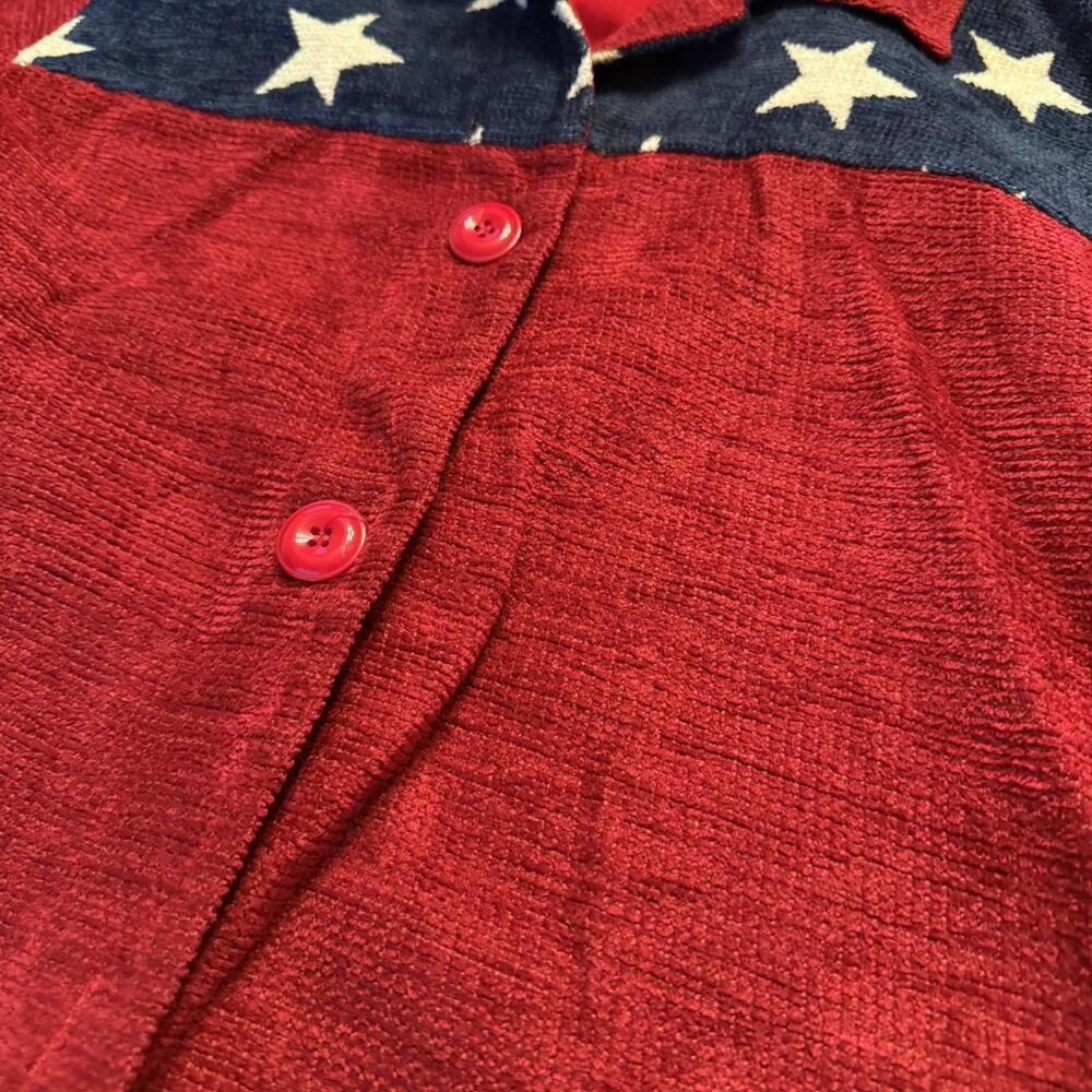 Coldwater Creek Red and white USA flag corduroy jacket - Picture 2 of 5